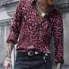 Hawaiian Fashion Luxury Luxury High Quality Leopard Print Mens Shirts Single Breasted Shirts Camins Camo Imprime à manches longues sur les manches longues 240428