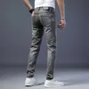Jeans cinza jeans masculinos magro 2023 Summer Smoke Youth Slim Fit Leggings