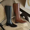 BOTAS 2024 Autumn and Winter Women Alto rodilla de cuero natural 22-25cm Caquero superior Caballero Full Knight