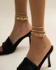 Anklets Trendy Multilayered Crystal Set for Women Girls Gold Thick Chain Anklet Foot Ankle Armband Leg Jewelry7701331