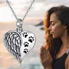 Naszyjniki wiszące kremowanie biżuteria Urna Naszyjnik na Ashes Heart Anioł Skrzydła Pendant Pamięci pamiątkowy Proch Ashes Kremacja Biżuteria pamięci dla psa Petswx