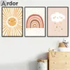 Boho Rainbow Cloud Moon Sun Hart Kinderaad Wall Art Canvas schilderen Noordse posters en prints Foto's Baby Kids Room Home Decor 240426