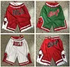 Корзина Sport Sport Sport Shorts Baske College Chicago Pocket Basketball Shorts Retro Bull Red White Green Pocket2164371