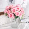 Fleurs séchées Fleurs de soie artificielle Rose Péonie petite mariée blanche Bouquet pour vase Home Party Mariage Fake Plants Decoration Accessoires bon marché