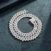 14 mm Cuban Link Chain for Men Silverygolden Iced Out Rhinestone Miami ketting Choker voor vrouwen met Box Clasp Hip Hop 240422