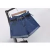 INS Summer High Waist Denim Shorts Women's Loose Curled Mm Large Slim A-line Wide Leg Ragged Edge