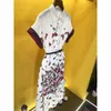 COUTURIER Casualna sukienka letnia moda 100% bawełniana sukienka koszulka A-line spódnica świeże słodkie białe pół-otwartą kołnierz motyl krótki rękaw