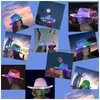 Feestmutsen Led Colorf Cowboy Neon Sparkly Space Light Up Cowgirl Hat Holograph Rave Fluorescent Costume Drop Delivery Home Garden Fe Dhaqa