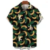 Herren lässige Hemden Hawaiian Tropical Obst Hemd für Männer Button Revers Kurzarm Sommer Männliche Kleidung 3D Ananas Banane gedruckte Bluse