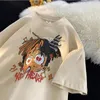 European och amerikansk tecknad personlighet Grafik T -shirt Sommaren Harajuku Loose Men Women Hip Hop Retro Short Sleeve Top 240428