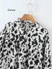 Camicette da donna da donna stampa mucca stampa leopardo stampa a maniche lunghe girare girare top-down top femminile t-shirt busas girls