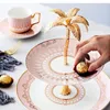 Plattor keramiska geometriska randfack phnom penh dubbel fruktplatta vardagsrum kaka stativ hushåll rund efterrätt mellanmål bordsartiklar