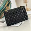 12A HEL-NEW MARROR Quality Designer Quiltad Bag Liten Double Flap Purse äkta läder Tabby Bag Luxury Caviar Lambskin Hobo Handväskor Crossbody Shoulder Chain Påsar