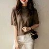 Women's Blouses Shirts Womens Half-Turtleneck Blouse Casual Knitted Shirt Solid Loose Tops Chic Clothing Korean Fashion Summer 2024 13777 Y240426