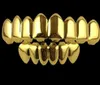 2019 8 tänder fangs mode guld pläterad rodium hiphop tänder grillz övre botten rock tandgrill set halloween props2964406