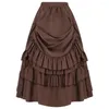 Rokken vrouwen rok steampunk sexy slanke lang hoog lage meerlagige shirring geplooide korset bustier gotische punk vintage plus maat