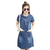 Party Dresses Denim Shirt For Women Short Sleeve Jean Dress Button Down Casual Tunic Top With Pockets