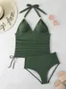 Kobiety stroje kąpielowe bikini stroju kąpielowego Kobiet Tankini V-Neck 2024 Dwuczęściowe bikini set kantar