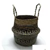 プランターポット竹保管バスケット折りたたみ式ランドリープランターSTWARK WIKER RATTAN SEAGRASS BELLY GARDAN OLLE POT HANDMADE DROP DHT9I