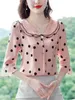 Women's Blouses Shirts Women Spring Summer Blouses Shirts Lady Fashion Casual Half Slve Ruffles Collar Polka Dots Blusas Tops CT0216 Y240426