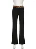 Pantalon féminin Weekeey Vintage Leopard Imprimé Low Rise Coréen Basic Slim évasé pantalon grunge 2000S Streetwear Women Y2k esthétique