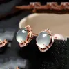 Boucles d'oreilles étalon design d'origine Silver Diamond Rose Gold Natural Chalcedony ovale pour les femmes Charmes rétro Lumière Luxe Bijoux de mode