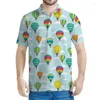 Herren Polos Fashion Air Ballon 3D-gedrucktes Polo-Hemd für Männer cool