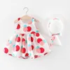Mädchenkleider Neue Sommer Neugeborene Baby Kleidung Set Cartoon süßes Druck Baumwollschmelze Blumen Strandkleider+Sunhat Kids Prinzessin Kleid