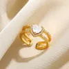 Полоса кольца циркон женское обручальное кольцо золотое квадратное сердце. Регулируемая нержавеющая сталь rfashion вечеринка подарки подарки бесплатно доставка J240429