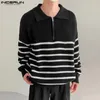 Мужские свитера INCERUN TOPS 2024 Корейский стиль красивый вязаный сращивание пуловер.