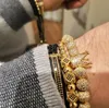 3PCSSet Hip Hop Gold Crown Bracelets 8 mm sześcienne mikro preporacje CZ Ball Charm Braided Man Luxury Jewelry Pulseira Bileleklik Y201428117