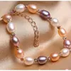 Ketting natuurlijke paarse zoetwater parelarmband voor vrouwen kristallen kralen roze parels verstelbare maat armband mooie sieraden geschenken
