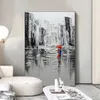 Abstract Rainy City Oil Painting on Canvas Modern Cityscape Acrylic War Art Minimalist Living Room Wall Art Home Decor 240415