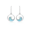 Sea Wave Fashion Retro Geometry Streamlined Long 925 Sterling Silver Jewelry Girl Natural Larimar Earrings Women 240428