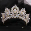 Tiaras 12 colores nuevos princesa barroca ópalo cristal tiara corona elegante reina tiara fiesta de boda accesorios de vestir para el vestido joyería