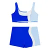 Clothing Sets Kids Girls Sports Gymnastics Outfits Contrast Color Crop Tank Top Vest With Shorts Gym Fitness Workout Yoga Dancewear Swimwear