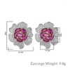 Boucles d'oreilles S925 aiguille argentée rouge cristal fleur d'oreille pour femmes bijoux de luxe de luxe Party anniversaire de mariage accessoire