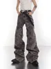 HOUZHOU Y2K Wide Leg Jeans Men Pleated Vintage Fashion Micro Flared Denim Pants High Street Bootcut Trousers Male Stack Design 240415
