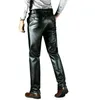 Pantaloni in pelle nera maschile casual casual taglie forti pantaloni per motociclisti per jogging business 240419