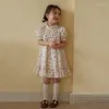 Girl Dresses 2024 AncoBear Summer Daily Dress For Baby Girls Infants Floral A-line One-piece Children Spanish Stylish Frock Kids Wear