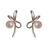 Orecchini per borchie Bowknot Studri di gioielli piercing all'orecchio ciondolo perle perle