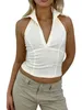 UQ9S Damestanks Camis Women S Slim Fit Crop Top V Neck Cami Top Halter Neck Sliness Going Out Tops Collar Shirts Streetwear (White M) D240427