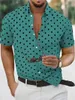 Men's Casual Shirts Shirt Button Down Summer Beach Black White Red Green Short Sleeve Polka Dot Lapel Pri