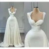 Brautkleider Kristalle Hochzeit Meerjungfrau Designer Kleid Kleid Häfen Perlen -Gurte Satin mit Überwachung Rüschen maßgeschneiderte Vestidos de Novia Plus Size