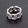 S925 Silver Cuban Chain Ring For Men Hip Hop Micro Set Moissanite Diamond Smycken