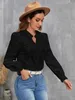 Women's Blouses Shirts Cotton V-neck Long Slve Shirt White Lace Office Tops And Blouses Women 2024 Autumn New Petite XS Size Top Femme Shirts Blouse Y240426