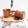 Mugs Wooden large belly cup Japanese style milk water cup with handle beer coffee milk tea cup handmade natural kitchen bar beverage cup J240428