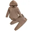 Комплекты одежды 2 -й шесной весенний осенний детский мальчик для мальчика Корейская повседневная хлопковая капюшона с длинным рукавом, рожденные брюки для боди, младенца BC1271