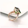 Anneaux de mariage Anneaux Natural Emerald Ring Zircon Diamond S for Women Engagement avec Green Gemstone 14K Rose Gol Fine Jewelry Drop Dhg Dhsxt