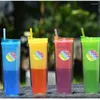 Mokken BPA gratis dubbele laag plastic beker creatief thermische gradiënt kleur drink riem vakantie verjaardag cadeau 580 ml